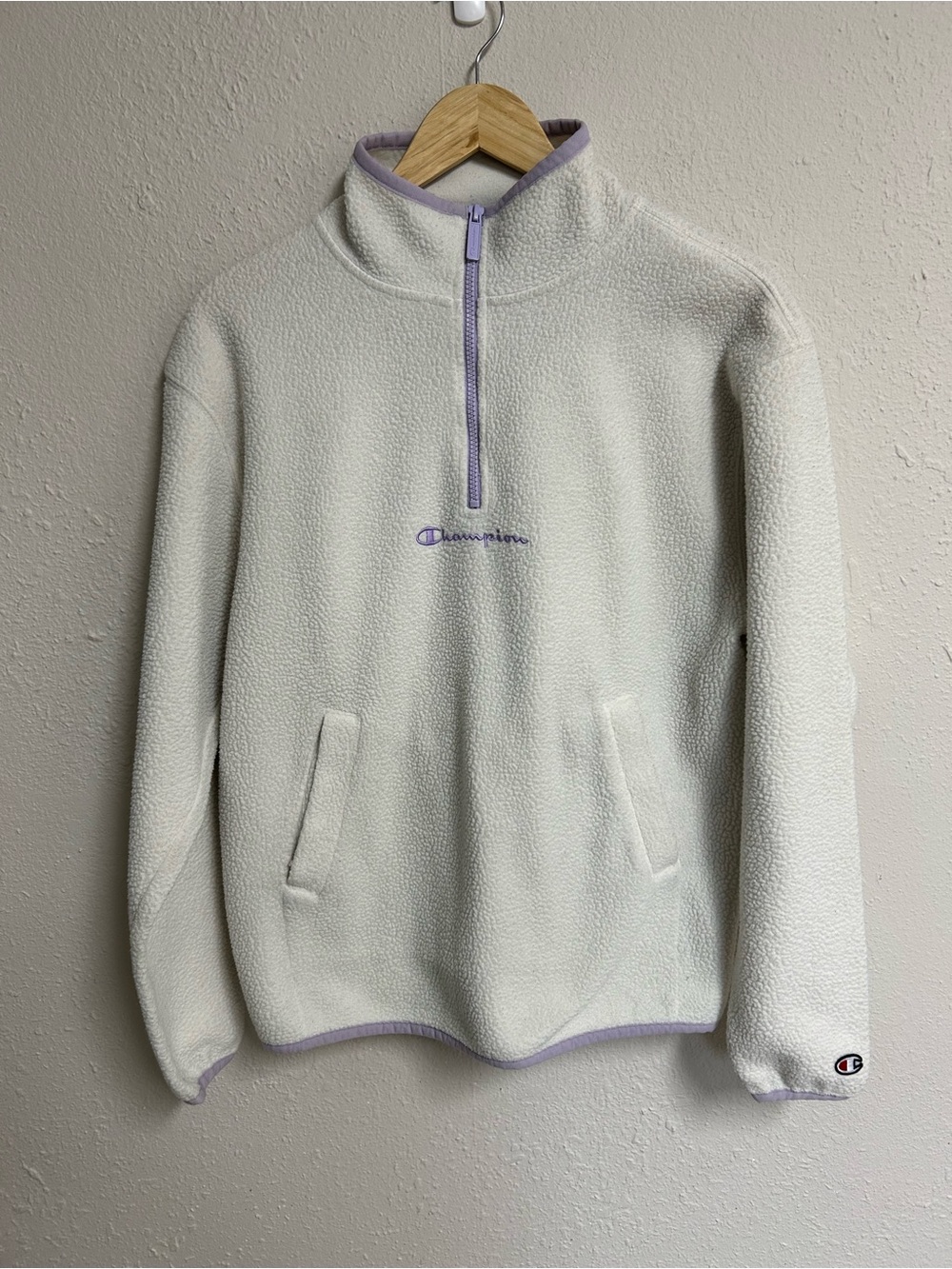 Champion Lavender & Cream Polar Fleece Quarter Zip XS